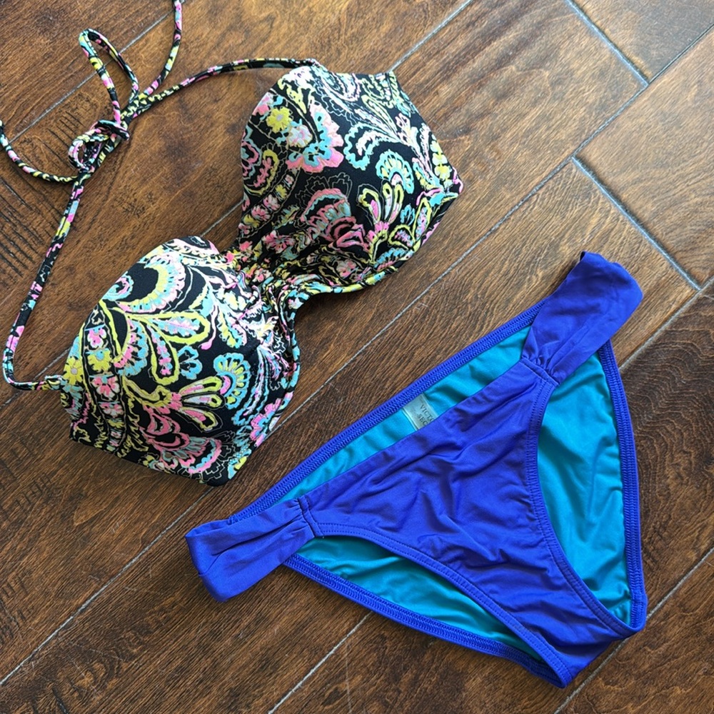 Victoria's Secret Purple and Teal Bikini Bottom Size SP
